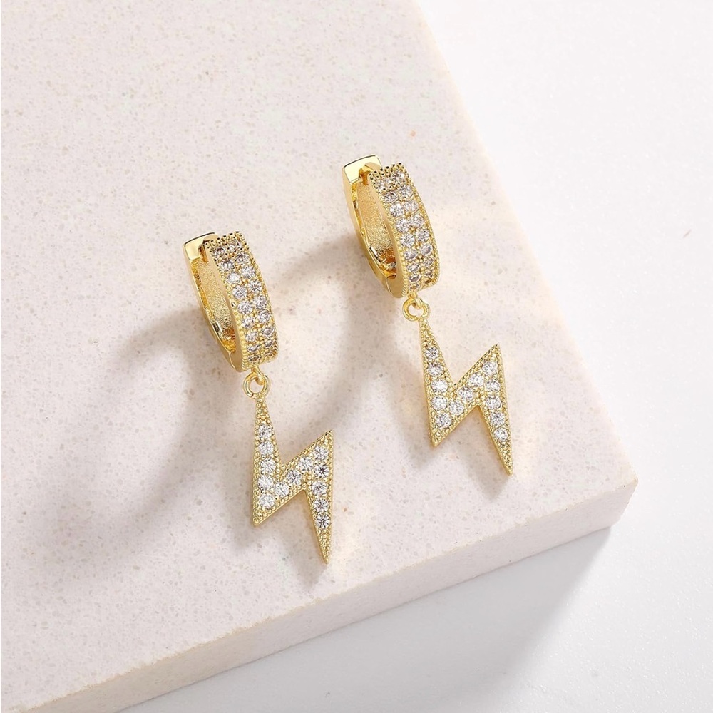 Gold Lightning Bolt Earrings